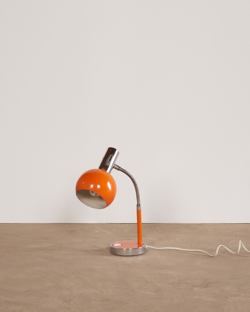 orange steel desk lamp